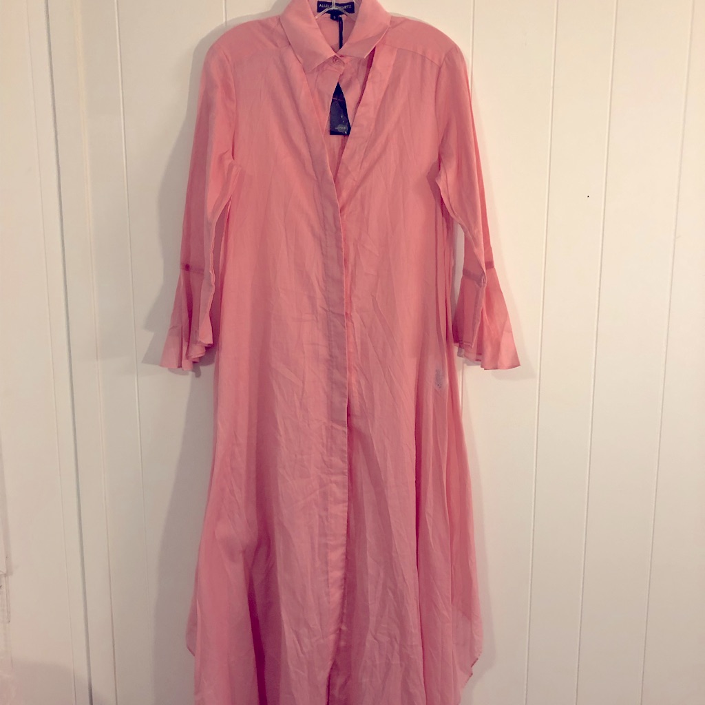 Allen Schwartz Pink Shirt Dress Cover Up Or Over Pants Small Nwt
